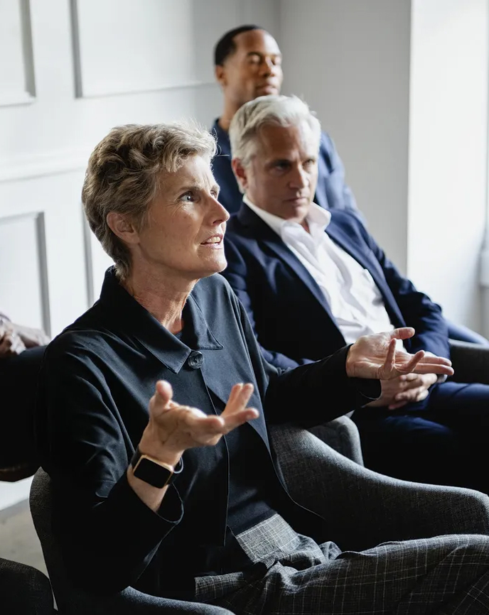 Senior businesswoman talking in a seminar